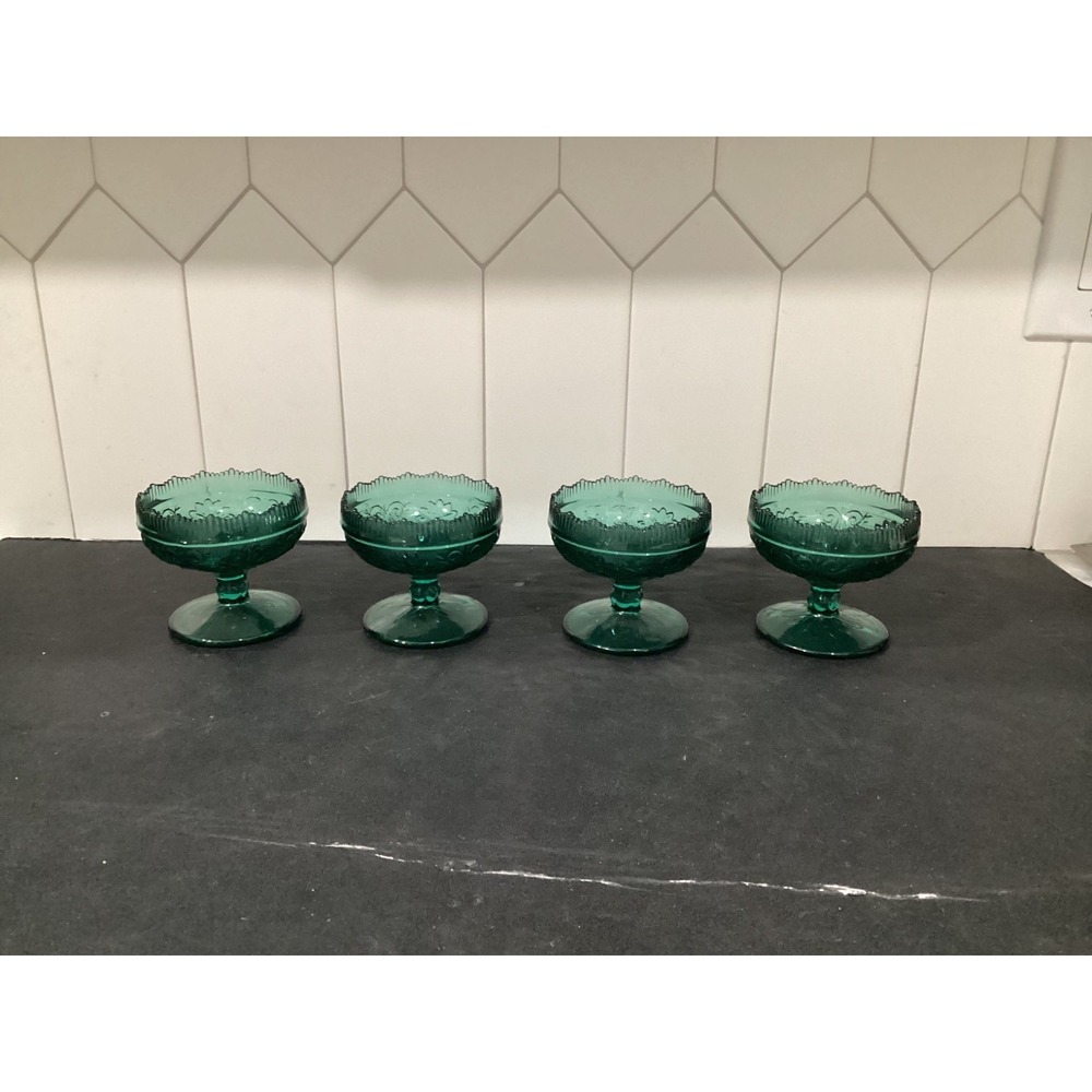 Indiana Tiara Spruce Green Sandwich Set of 4 Champagne / Tall Sherbet